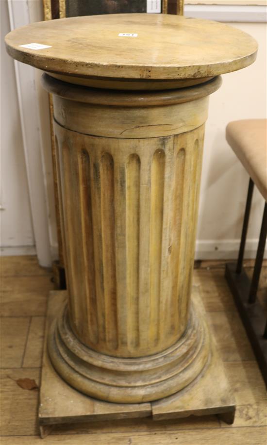 An antique stained pine pedestal W.42cm